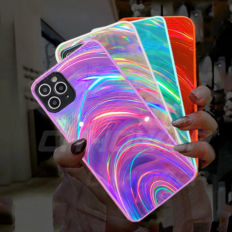 Rainbow Glitter Printed Phone Case iPhone 14 13 12 Pro Max 