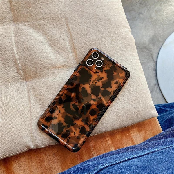 Amber Color Leopard Print Soft Phone Case Back Cover for iPhone