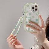 Green Loveheart Shockproof Wrist Strap Holder Soft iPhone Case