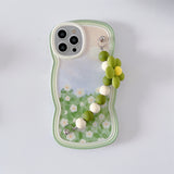 Cute Flower Painting Shockproof Wrist Strap Holder Soft iPhone Case