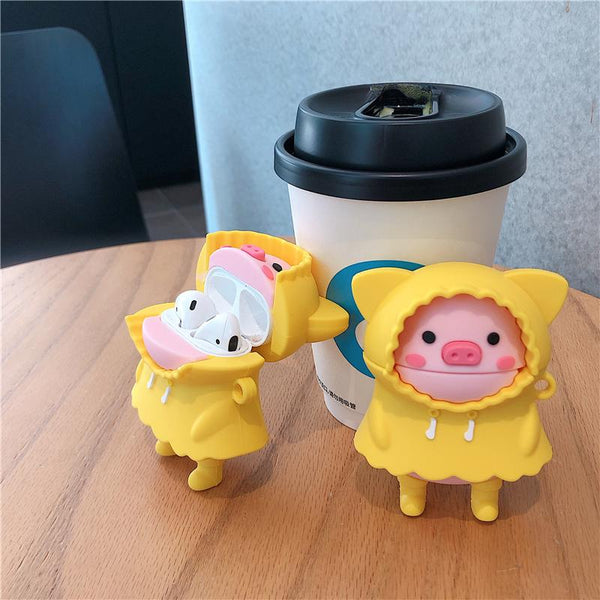 Super Cute Raincoat Pig AirPods Case