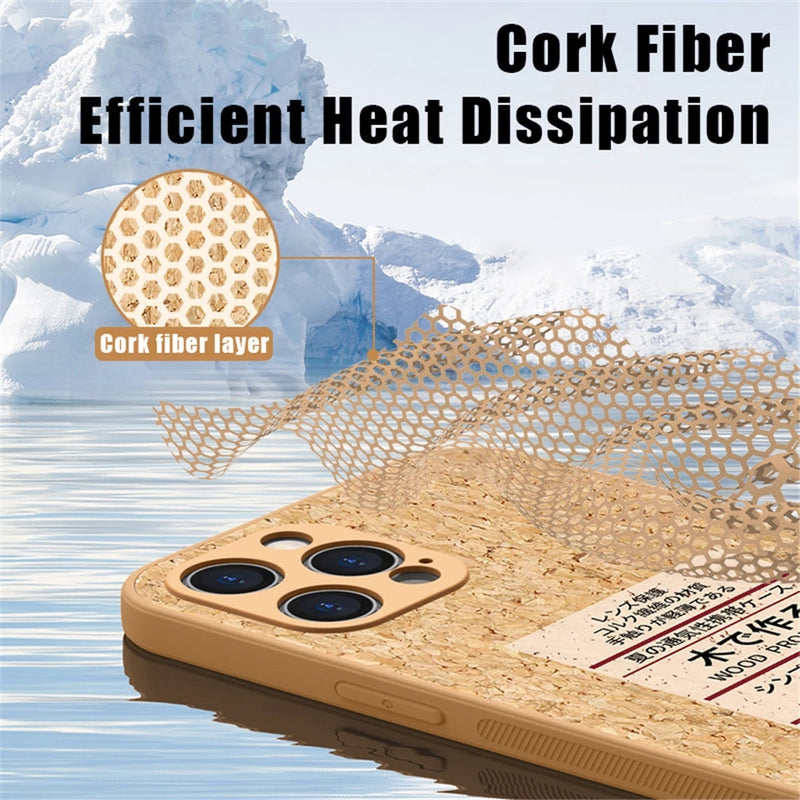 Luxury Cork Wood Environmental Friendly Breathable Shockproof Soft iPhone Case