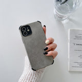 Lambskin Leather Camera Lens Protection Shockproof Silicone Soft iPhone Case