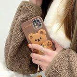 Cute Cartoon 3D Bear With Doll Pendant Soft Phone Case Back Cover for iPhone