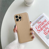 Fashion Leather Texture Camera Lens Protection Shockproof Soft iPhone Case