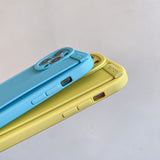 Solid Color Liquid Silicone Camera Lens Protective Shockproof Wrist Strap Holder Soft iPhone Case