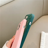 Fashion Grid Solid Color PU Leather Soft iPhone Case