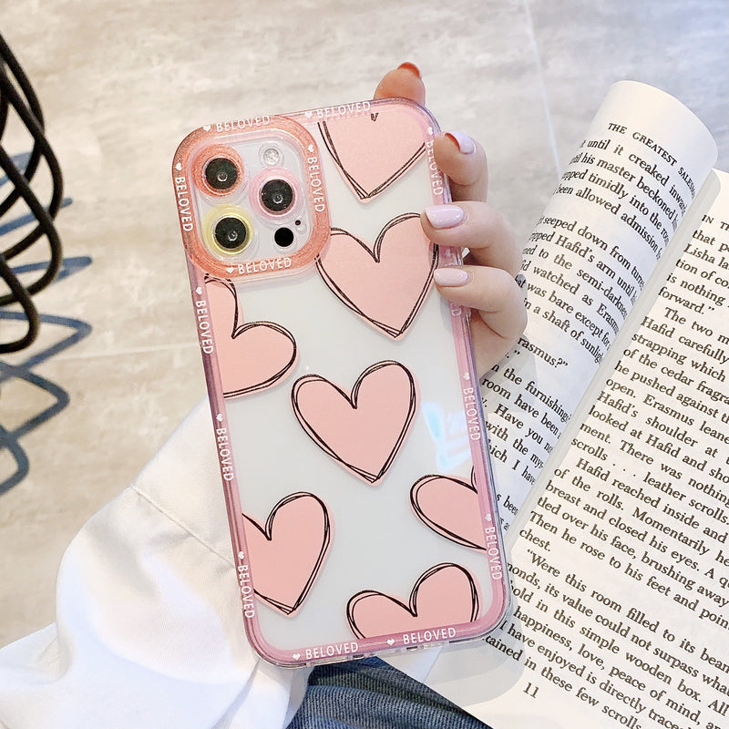 Cute Love Heart Camera Lens Protective Shockproof Bumper Soft iPhone Case