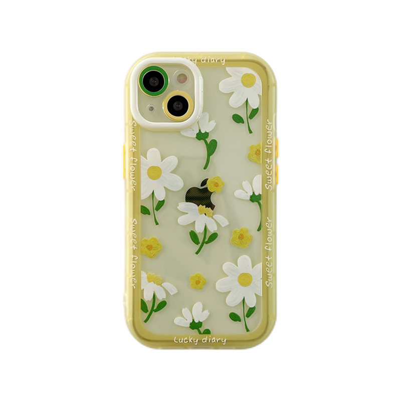 Cute Flower Painting Shockproof Clear Soft iPhone Case