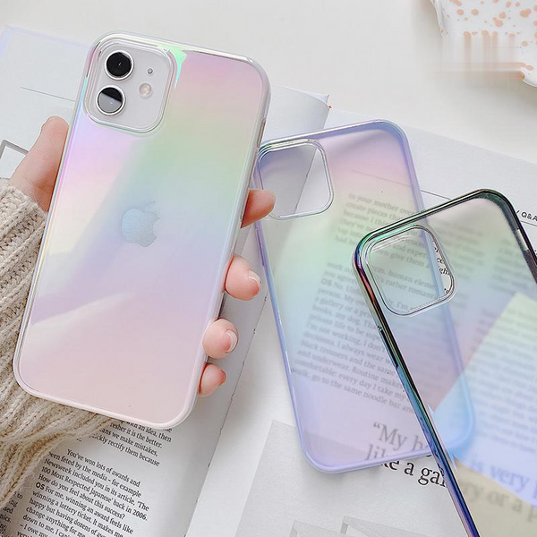 Clear Gradient Laser Soft Phone Case Back Cover for iPhone