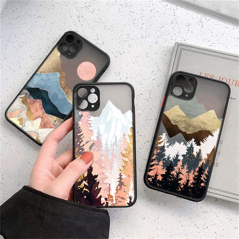 Landscape Painting Shockproof Clear Phone Case Back Cover for iPhone