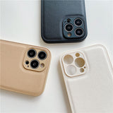 Fashion Leather Texture Camera Lens Protection Shockproof Soft iPhone Case