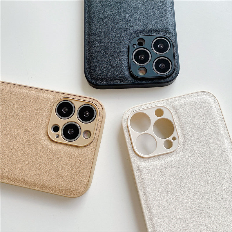 Fashion Leather Texture Camera Lens Protection Shockproof Soft iPhone Case