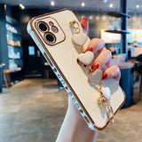 Solid Color Electroplated Love Heart Bracelet Strap Soft iPhone Case