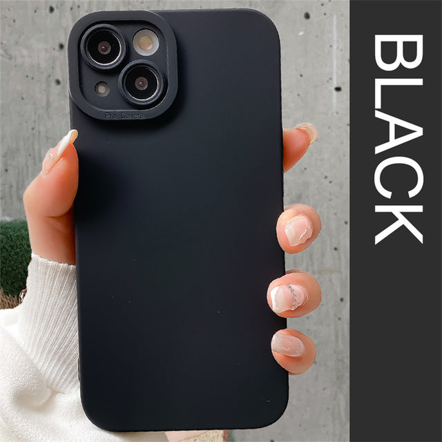 Solid Color Camera Lens Protection Shockproof Silicone Soft iPhone Case