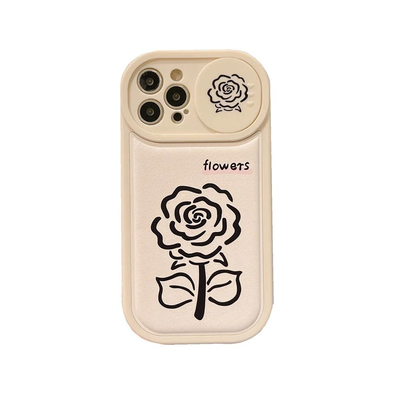 Rose Flower Floral Slide Lens Camera Cover Protection Soft iPhone Case