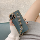 Luxury Plating Love Heart Metal Bracelet Soft iPhone Case