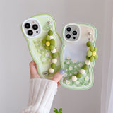 Cute Flower Painting Shockproof Wrist Strap Holder Soft iPhone Case