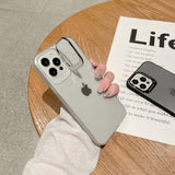 Matte Transparent Camera Len Protective Stand Soft iPhone Case