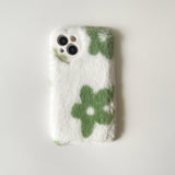 Cute Warm Floral Plush Fluffy Soft iPhone Case