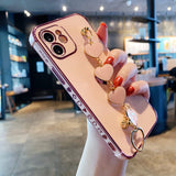 Solid Color Electroplated Love Heart Bracelet Strap Soft iPhone Case