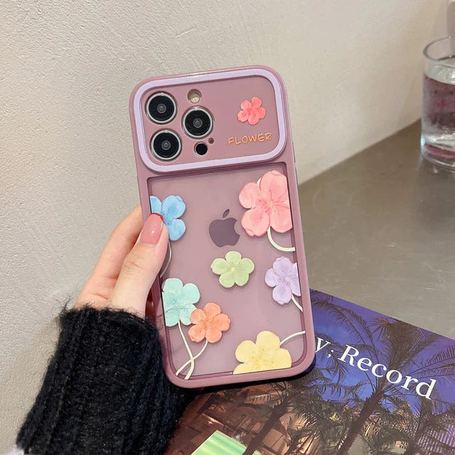 Cute Flower Floral Camera Lens Protection Clear Soft iPhone Case