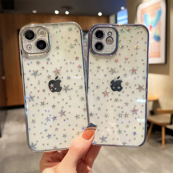 Luxury Glitter Plating Star Clear iPhone Case