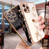 Solid Color Electroplated Love Heart Bracelet Strap Soft iPhone Case