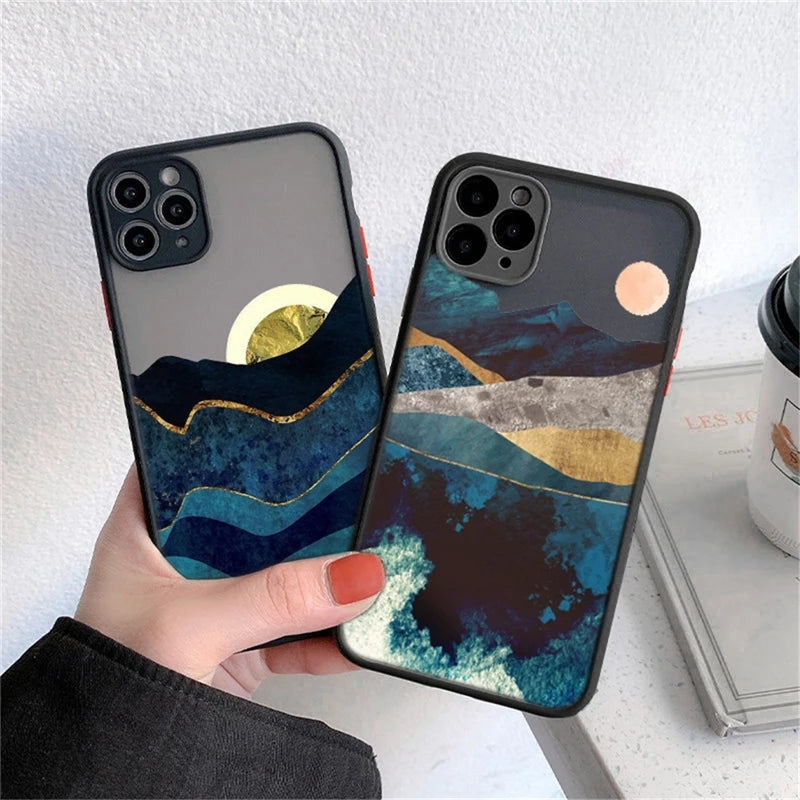 Landscape Painting Shockproof Clear Phone Case Back Cover for iPhone