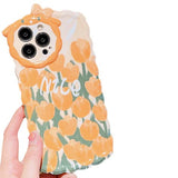 Cute Flower Floral Bow Curly Wave Frame Soft iPhone Case