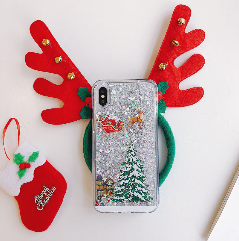 Christmas Glitter Dynamic Liquid Quicksand iPhone Case