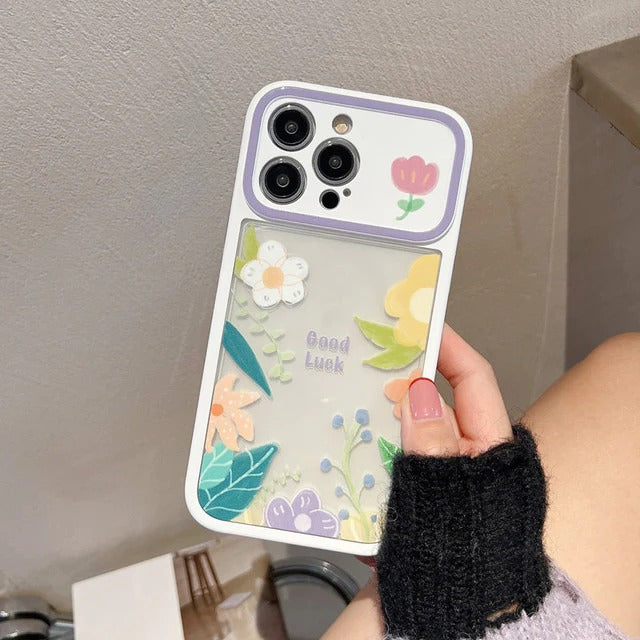 Cute Flower Floral Camera Lens Protection Clear Soft iPhone Case