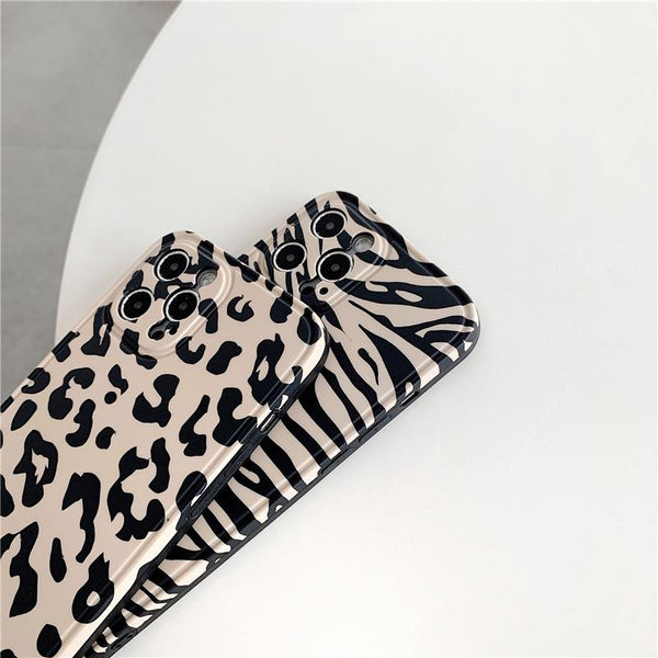 Retro Leopard Zebra Pattern Silicone Soft iPhone Case