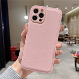 Fashion Leather Texture Camera Lens Protection Shockproof Soft iPhone Case