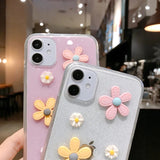 Cute 3D Flower Floral Clear Soft iPhone Case