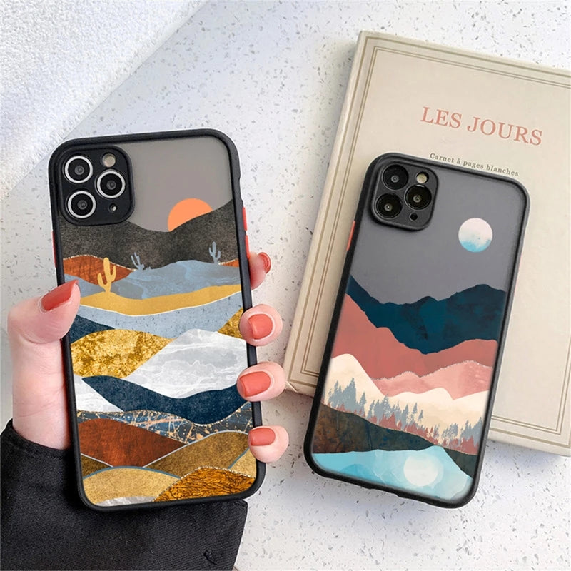 Landscape Painting Shockproof Clear Phone Case Back Cover for iPhone