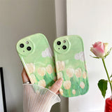 Cute Green Flower Soft Silicone iPhone Case