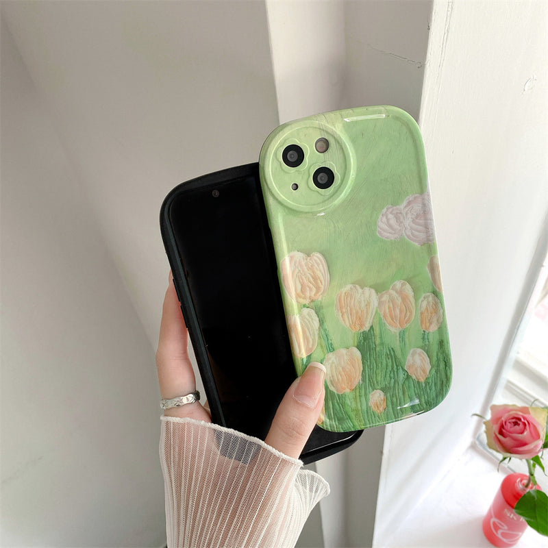 Cute Green Flower Soft Silicone iPhone Case