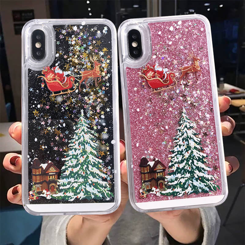 Christmas Glitter Dynamic Liquid Quicksand iPhone Case