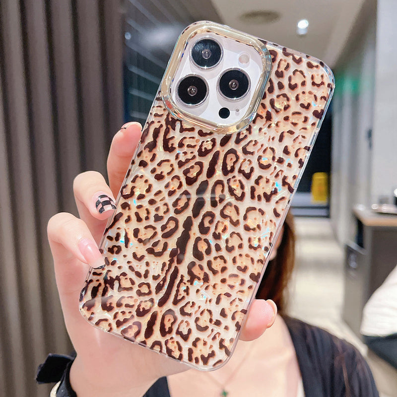 Crystal Cheetah Leopard Print Shockproof Sturdy Clear Hard iPhone Case