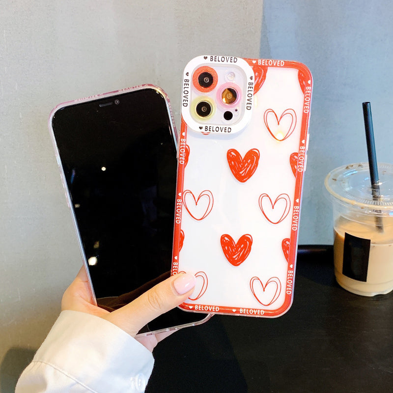 Cute Love Heart Camera Lens Protective Shockproof Bumper Soft iPhone Case