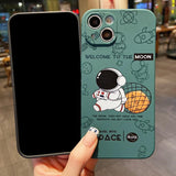 Creative Cute Astronaut Camera Lens Protective Shockproof Soft iPhone Case