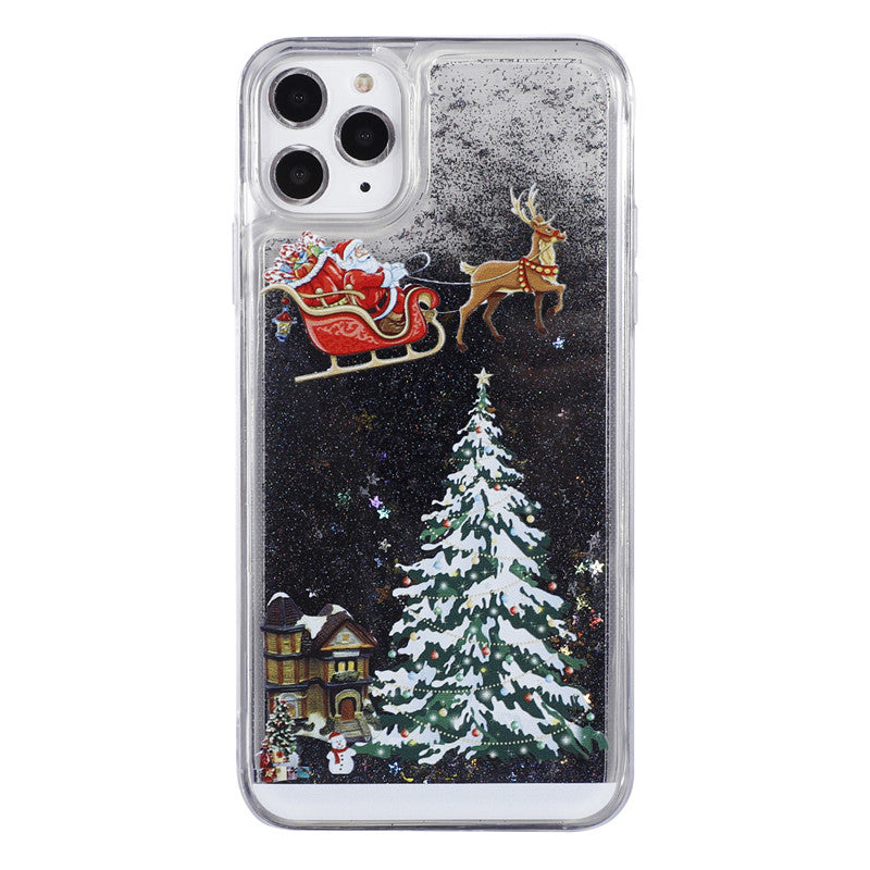 Christmas Glitter Dynamic Liquid Quicksand iPhone Case