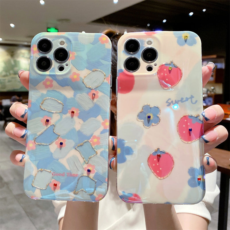 Cute Cartoon Flower Strawberry Soft Silicone iPhone Case