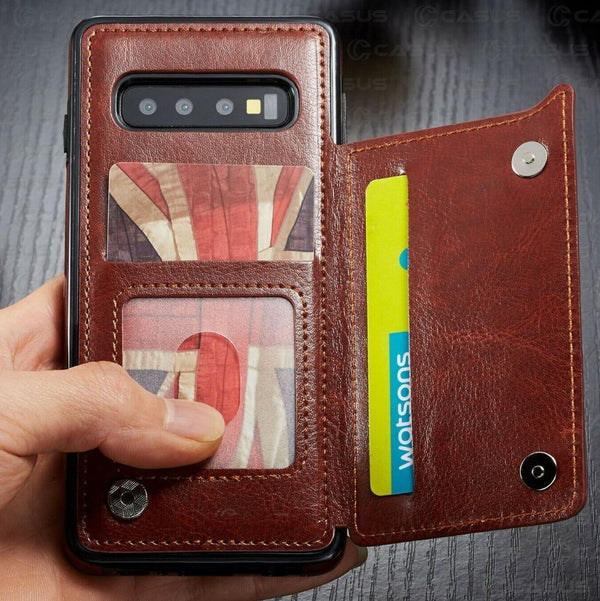 Leather Wallet Magnet Flip Card Slot Samsung Case