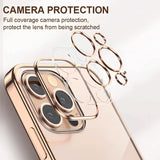 Luxury Square Plating Camera Lens Protection Shockproof Clear Soft iPhone Case