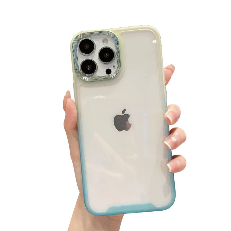 Gradient Frame Edge Metal Camera Clear Soft iPhone Case