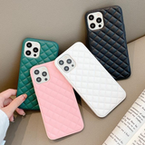 Fashion Grid Solid Color PU Leather Soft iPhone Case