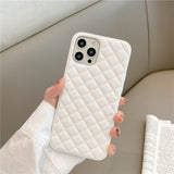 Fashion Grid Solid Color PU Leather Soft iPhone Case