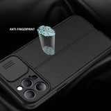 Slide Camera Lens Protection Leather Shockproof Soft iPhone Case